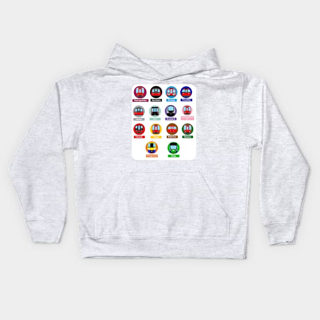 London Underground Subway Roundels Kids Hoodie by 2createstuff